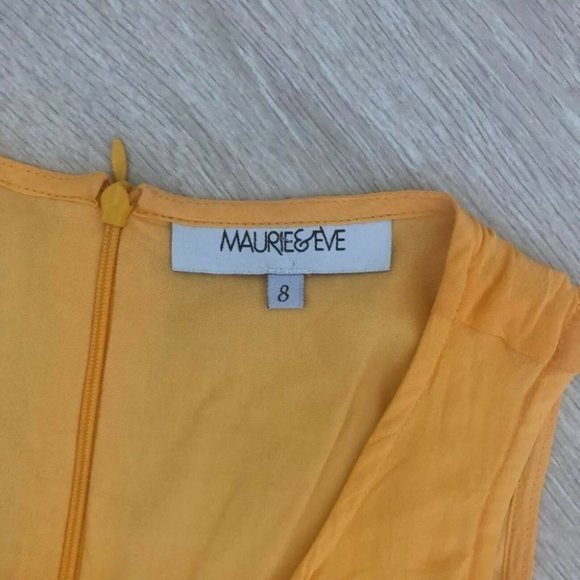 Maurie & Eve 100% Silk Women's Dress Size 8 Yellow Featured Zippers - Picture 4 of 8